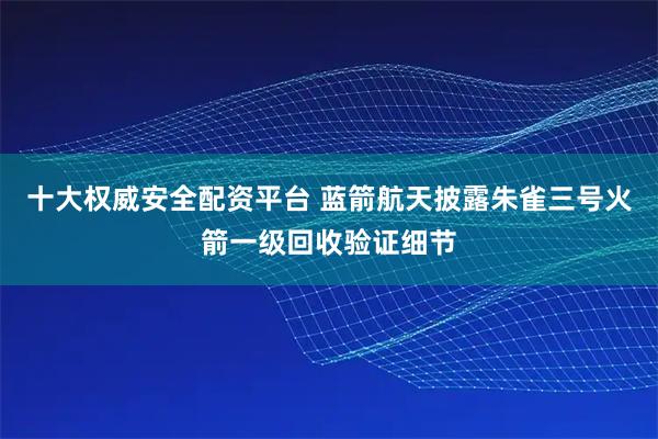 十大权威安全配资平台 蓝箭航天披露朱雀三号火箭一级回收验证细节