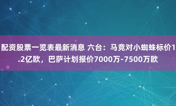 配资股票一览表最新消息 六台：马竞对小蜘蛛标价1.2亿欧，巴萨计划报价7000万-7500万欧